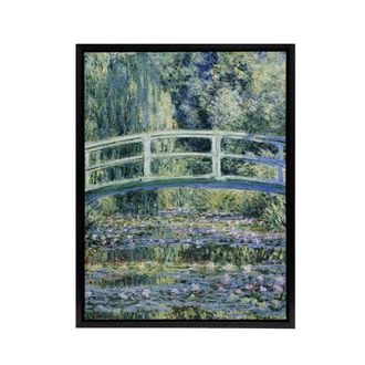 Artery8 Water Lilies & Japanese Bridge Monet Vintage Framed Canvas Wall Art in Green | Size: W24 x H32