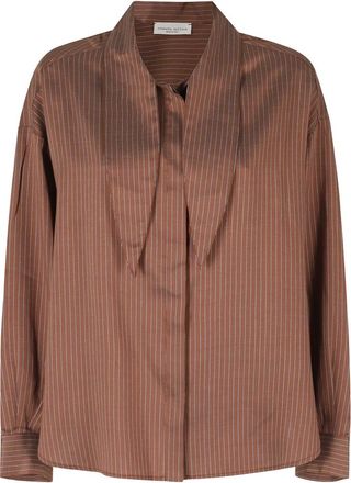 Roberto Collina Overhemden, Dames, Bruin, S, Camicia ML con Fiocco