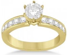 Allurez Channel Set Princess Diamond Engagement Ring 18k Yellow Gold (0.50ct)