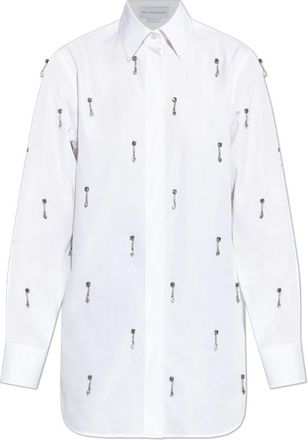 Stella McCartney Shirt met glinsterende applicaties - Dames - Overhemden - Wit - S - Katoen - Overhemden