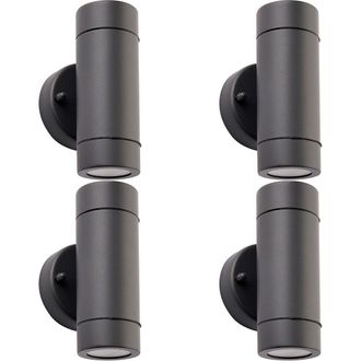 Loops 4 PACK Up & Down Twin Outdoor IP44 Wall Light - 2 x 7W GU10 LED - Anthracite