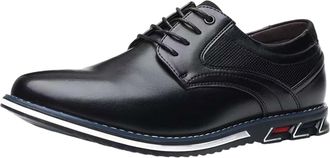 Generic Mens Business Dress Shoes Classic Brogues Vintage Patent Lace-ups Oxfords Plain Toe Leather Shoe Block Heel Non Slip Wide Shoewear for Formal Business