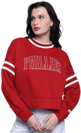 Starter Womens Starter Red Philadelphia Phillies Power Play Cropped Pullover Sweatshirt at Nordstrom, Size Xx-Large