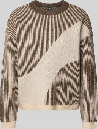 Pieces Loose Fit Strickpullover mit Allover-Muster Modell LINNA in Beige Melange, Größe XL