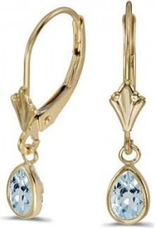 Allurez Aquamarine Dangling Drop Lever-Back Earrings 14K Yellow Gold (0.70ct)