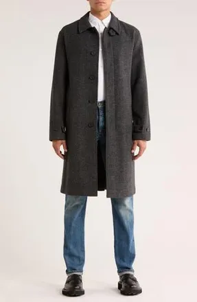 Vince Balmacaan Herringbone Recycled Wool Blend Coat in Heather Charcoal at Nordstrom Rack, Size Xx-Large