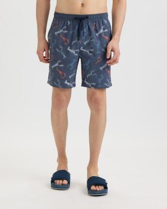 Salt Life Harbor Claws Printed Volley Boardshorts in New Navy at Nordstrom, Size Xx-Large