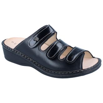 Finn Comfort Pisa Leather Womens Slides Sandals - Black - Size:UK 7.5