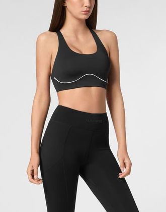 Plein Sport Silky Soft Piping Push Up Bra Women in Black at Nordstrom, Size Xx-Large Eu