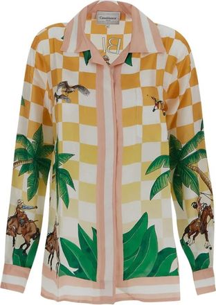 Casablanca Tennis Club Icon Silk Shirt - Dames - Overhemden - Veelkleurig - XS - Overhemden