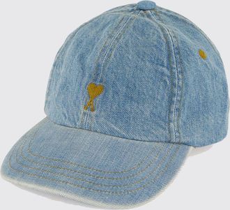 Ami Cotton Denim Baseball Cap with Embroidered Logo