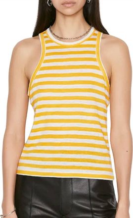 Frame Denim Ringer Tank Top In Kumquat Multi