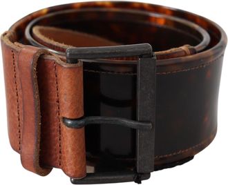Ermanno Scervino Dark Brown Leather Wide Buckle Womens Belt