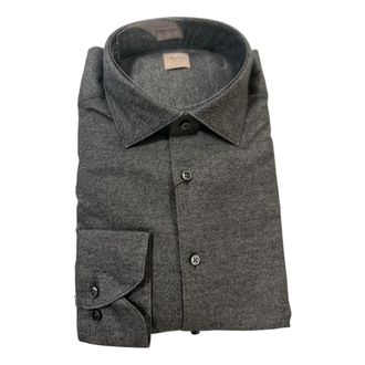 Stenstr&ouml;ms Slim Fit Flanellen Overhemd - Heren - Casual Overhemden - Grijs - L - Katoen - Overhemden