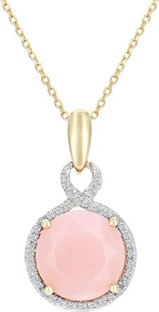 Jewelco London 9ct Gold 8pts Diamond 1.25ct Opal Cocktail Pendant Necklace 16 - DP1AXL680YPOP