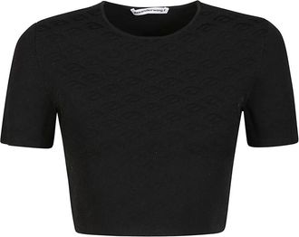 Alexander Wang Gebogen Logo T-shirt - Dames - Blouses - Zwart - XS - Overhemden