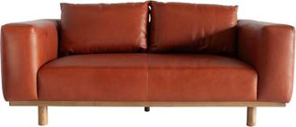 PIB Sof&aacute; de 2 plazas de cuero cognac y roble