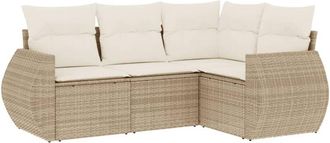 vidaXL Vidaxl - Juego De Sof&aacute;s Jard&iacute;n Con Cojines 4 Pzas Rat&aacute;n Sint&eacute;tico Beige