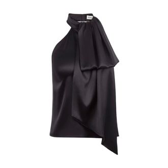 Nina Ricci Top de sat&eacute;n de seda con cuello en V - Tops - Mujer - Negro - XS