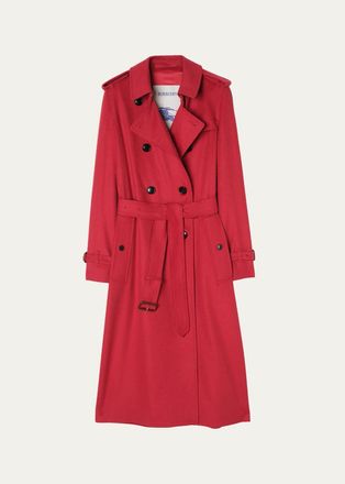 Burberry Kensington Belted Cashmere-Wool Double-Breasted Trench Coat