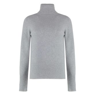 THE (ALPHABET) Cashmere Knitwear, female, Gray, Size: M Cashmere Turtleneck Pullover