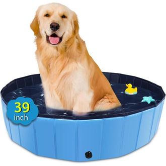 OEM Piscina Port&aacute;til Plegable De Pl&aacute;stico Duro Para Mascotas, Tama&ntilde;o Grande, Para Perros, Gatos, Ni&ntilde;os, Mascotas Y Cachorros - 100 X 30 Cm - Azul