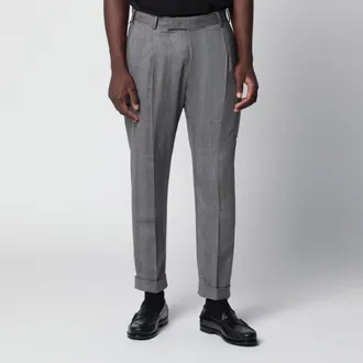 Pantaloni Torino Pantaloni slim sartoriali con motivo micro spina di pesce