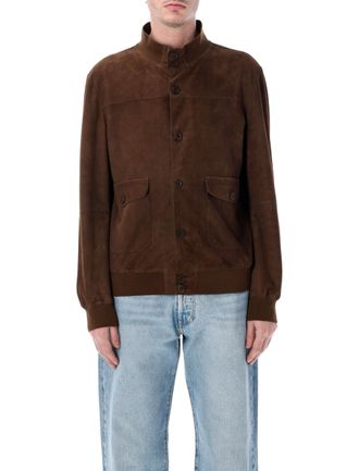 s.w.o.r.d Perforated Suede High Collar Biker Jacket
