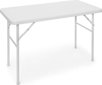 Relaxdays Relaxdays - Mesa Terraza Plegable bastian, Rectangular, 74x121,5x61,5 cm, Efecto Ratán, Exterior, Mesita Jardín, Blanco