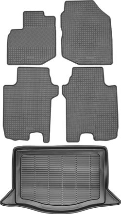OEM Juego De Alfombrillas De Goma Para Coche Y Alfombrilla Para Maletero Para Honda Jazz Ii Hatchback (2008-2015)