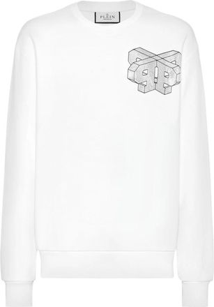 Philipp Plein Crewneck Sweater - Heren - Sweatshirts - Wit - XL - Katoen - Hoodies & sweatvesten