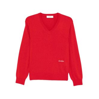 Dunst V-neck Logo Jumper - female - Dunst - V-neck Knitwear - Red - XS - Knitwear