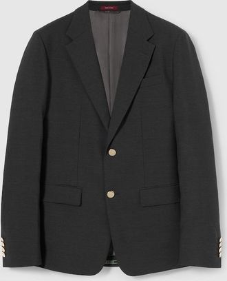 Gucci Single-breasted Selvedge Wool Jacket, Size 44 IT, Grey, Ready-to-wear
