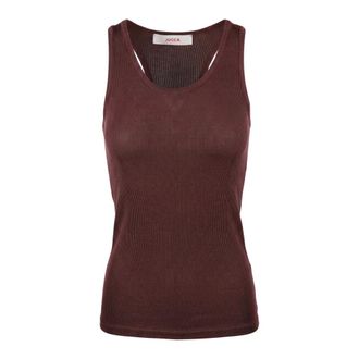 Jucca Sleeveless Tops, female, Brown, Size: M Ribbed Tank Top