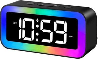OEM Reloj Despertador Digital Con Luz Rgb Para Ni&ntilde;os, Mesita De Noche Para Adultos, Reloj Despertador Doble, Siesta