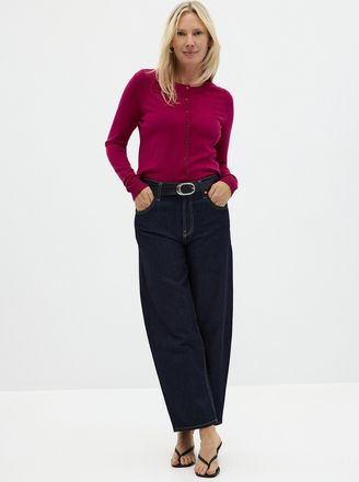 Contemporaine Womens Fine-knit crew-neck Cardigan Sweater