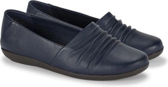 BareTraps Womens Baretraps Piper BT29353 Flats Wide Navy Faux Leather Slip On HAWK1651