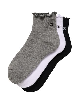 Calvin Klein Womens Ruffle Cushion Quarter 3-Pack Socks - Multi