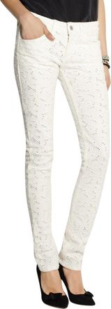 Isabel Marant Etoile Mael Broderie Anglaise Low-Rise Skinny Jeans Size M