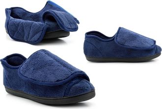 Generic Womens Wide Fit Slippers Womens Wide Open Slippers Size 10 Comfort Slipper Size 9 Mens Touch Fastening Slipper Comfort Touch Fastening Sizes 7-12 Navy