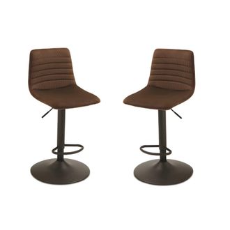 MondoViro Conjunto de 2 taburetes de tela marr&oacute;n, 45x45 cm, 90 cm de alto