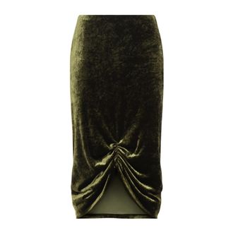 Valentino Midi Skirts, female, Green, Size: XS Velvet Skirt