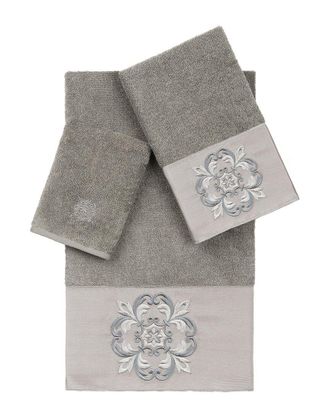 Linum Home Textiles 100% Turkish Cotton Alyssa 3Pc Embellished Towel Set