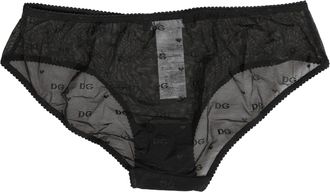 Dolce & Gabbana Black Sheer Mesh Lace Logo Brief Panty Womens Underwear