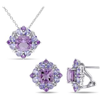 Mimi & Max 8 4/5ct TGW Amethyst Tanzanite Jewelry Set Sterling Silver