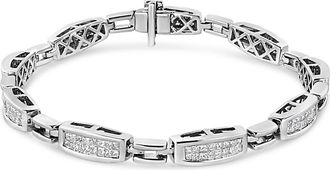 House of Brilliance 14K White Gold 2.00 Cttw Invisble-Set Princess Diamond Link Bracelet - 7.25 at Nordstrom