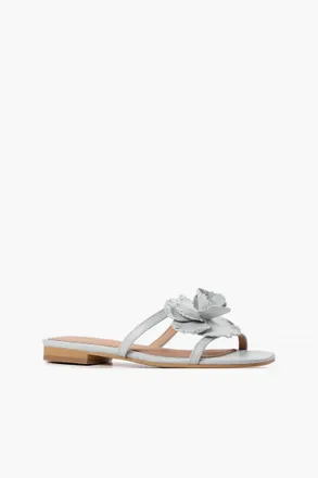 All Black Womens Flower Slides In Blue