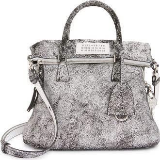 Maison Margiela Mini 5AC Loved To Death Leather Tote in White/Black at Nordstrom