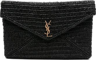 Saint Laurent Clutch met logoplakkaat - Zwart