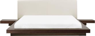 Beliani Beliani - Letto In Legno Marrone Scuro Stile Giapponese 2 Comodini 160 X 200 Cm Zen